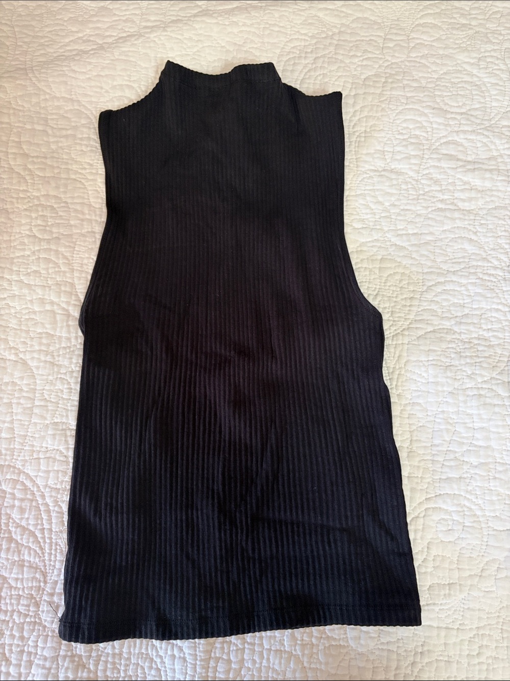 Fabletics Black Ribbed Mock Neck Sleeveless Tank